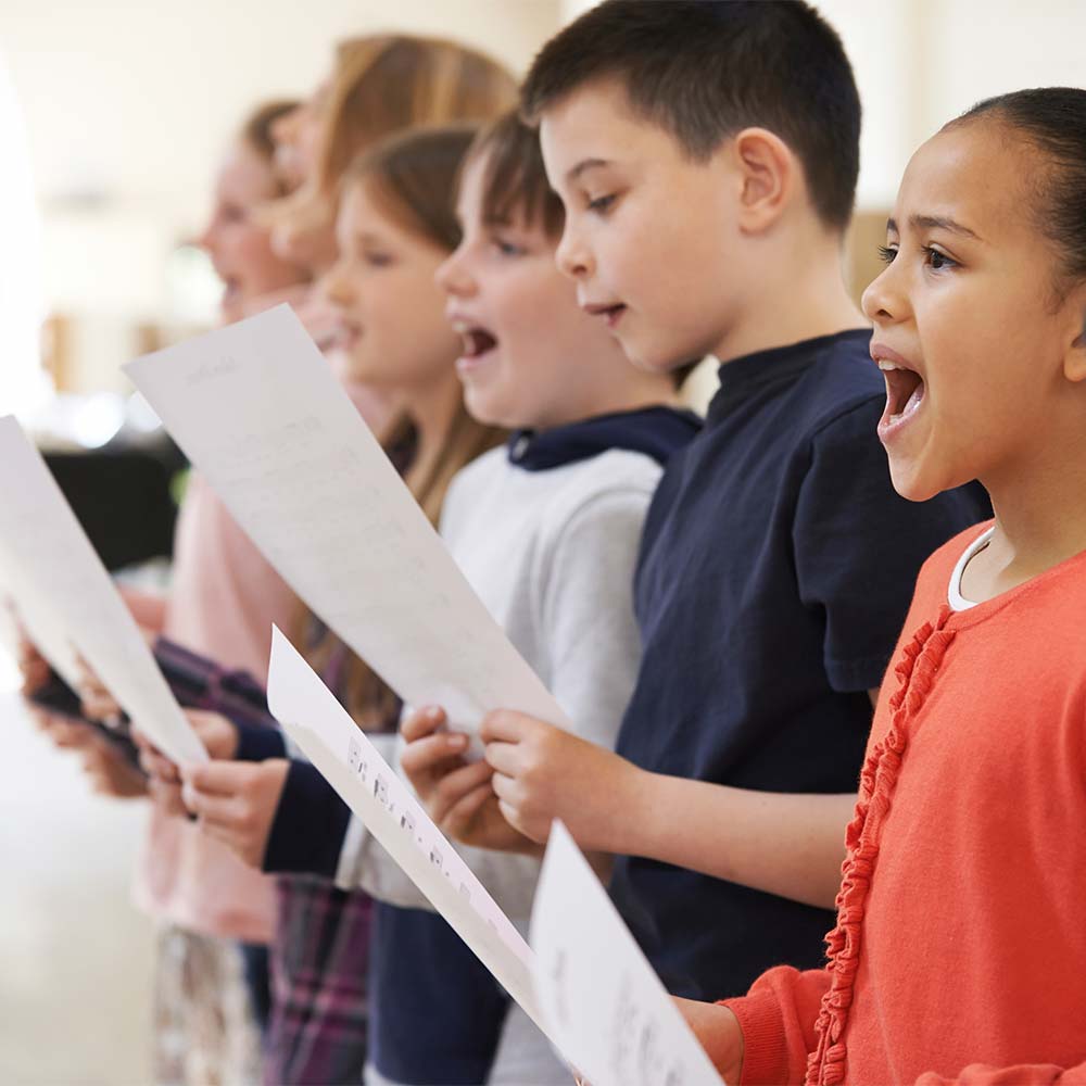 Boys and girls singing in a choir