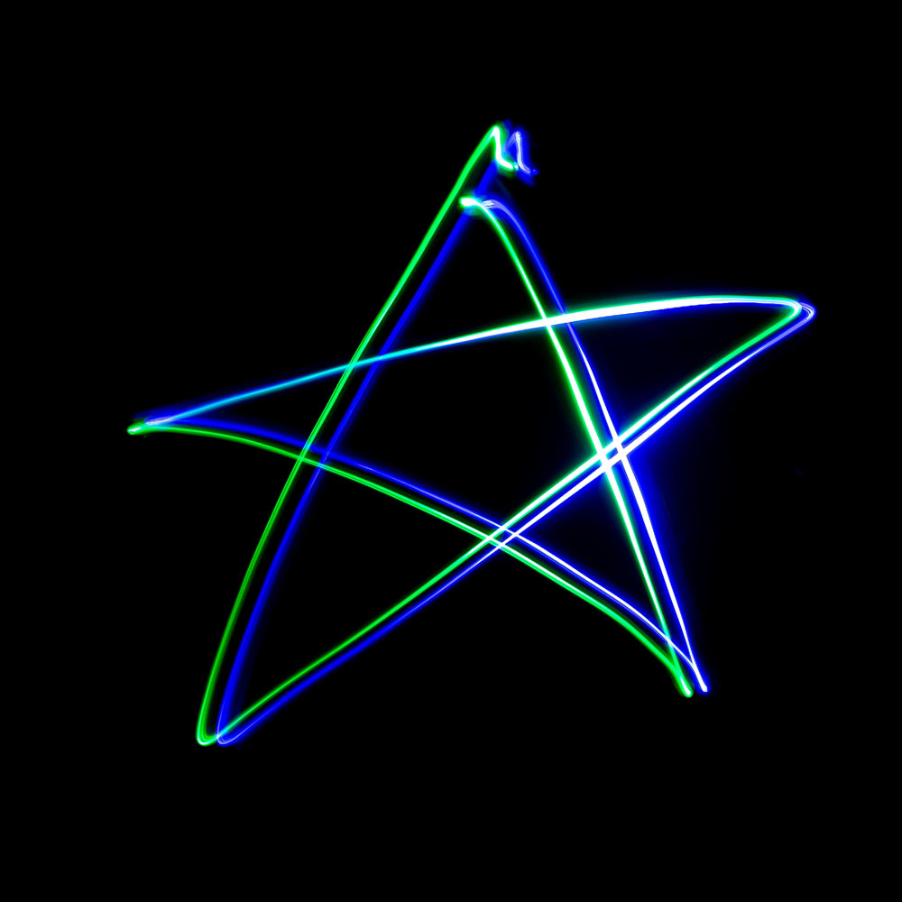 Blue and green star made with light painting