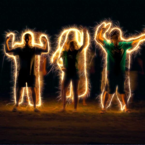 Body outline made with sparkler light painting