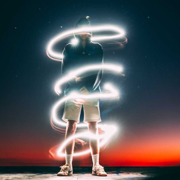 Light painting coil around a person