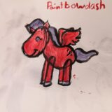 Red flying pony or horse made during My Studio Party Paint Star Birthday Party