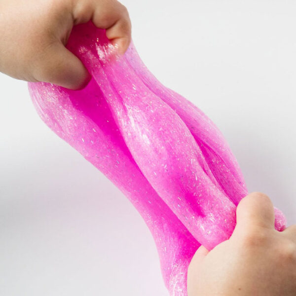 pink glitter stretchy slime