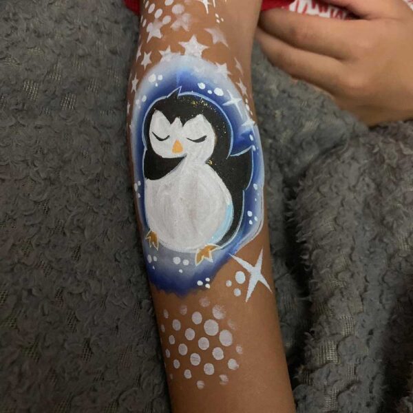glitter tattoo of penguin