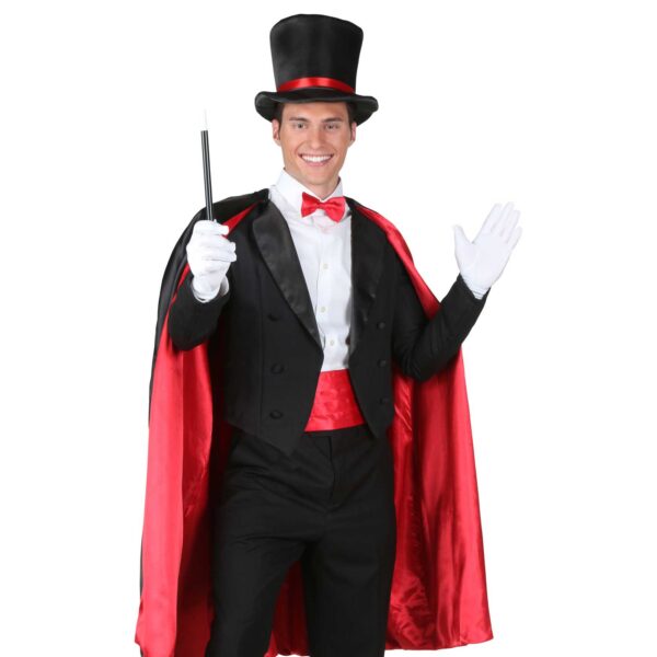 magician with black and red cape