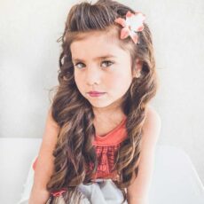 young girl with princess curly hair